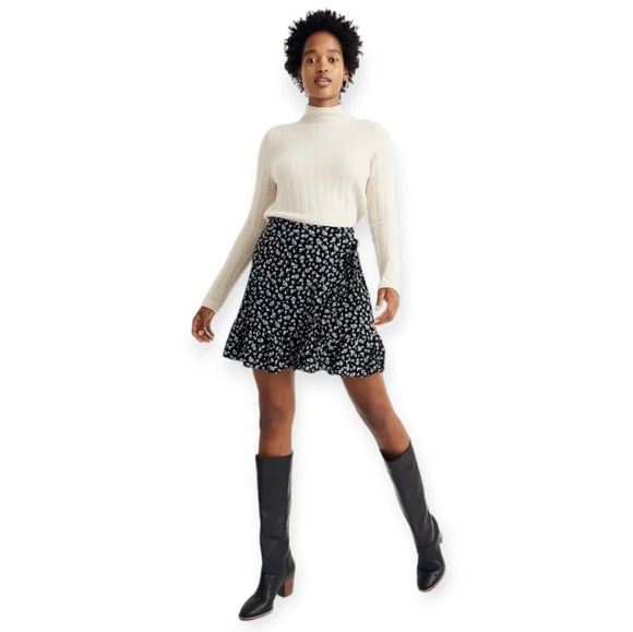 Madewell Ruffle Wrap Mini Skirt in Baby's Breath Blue Micro Floral 4 - Picture 16 of 16